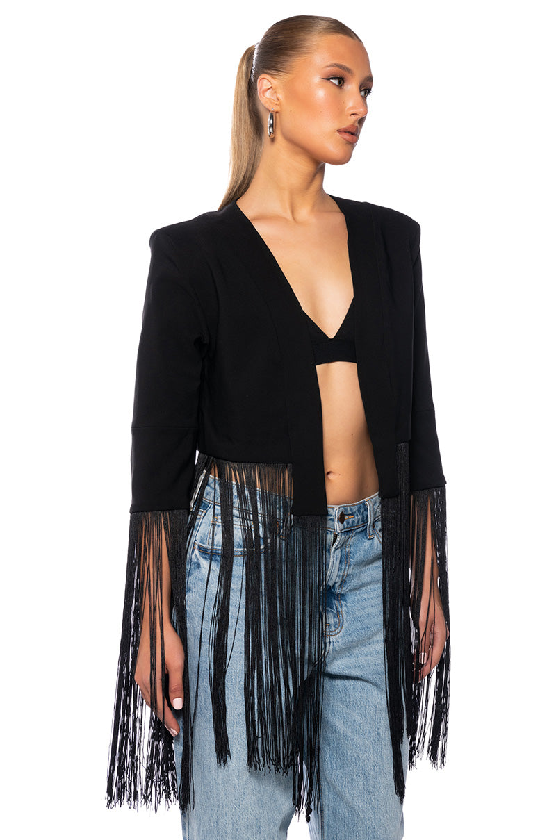 Side View Fringed Up Blazer