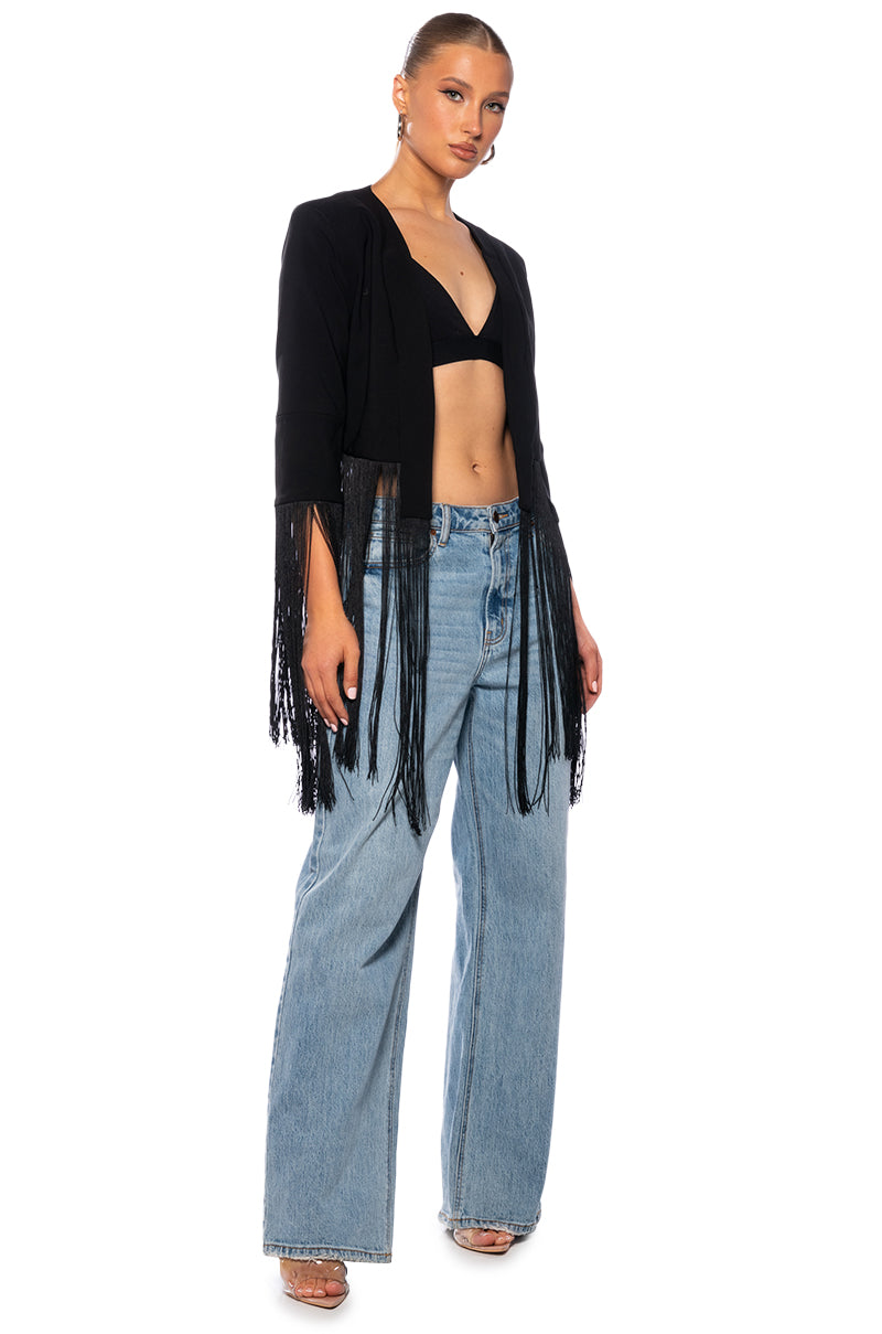 Back View Fringed Up Blazer