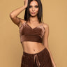  From The Block Ribbed Velvet Bustier in Brown