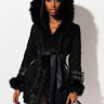 Front View From The Yukon Faux Fur Trimmed Hooded Jacket in Black