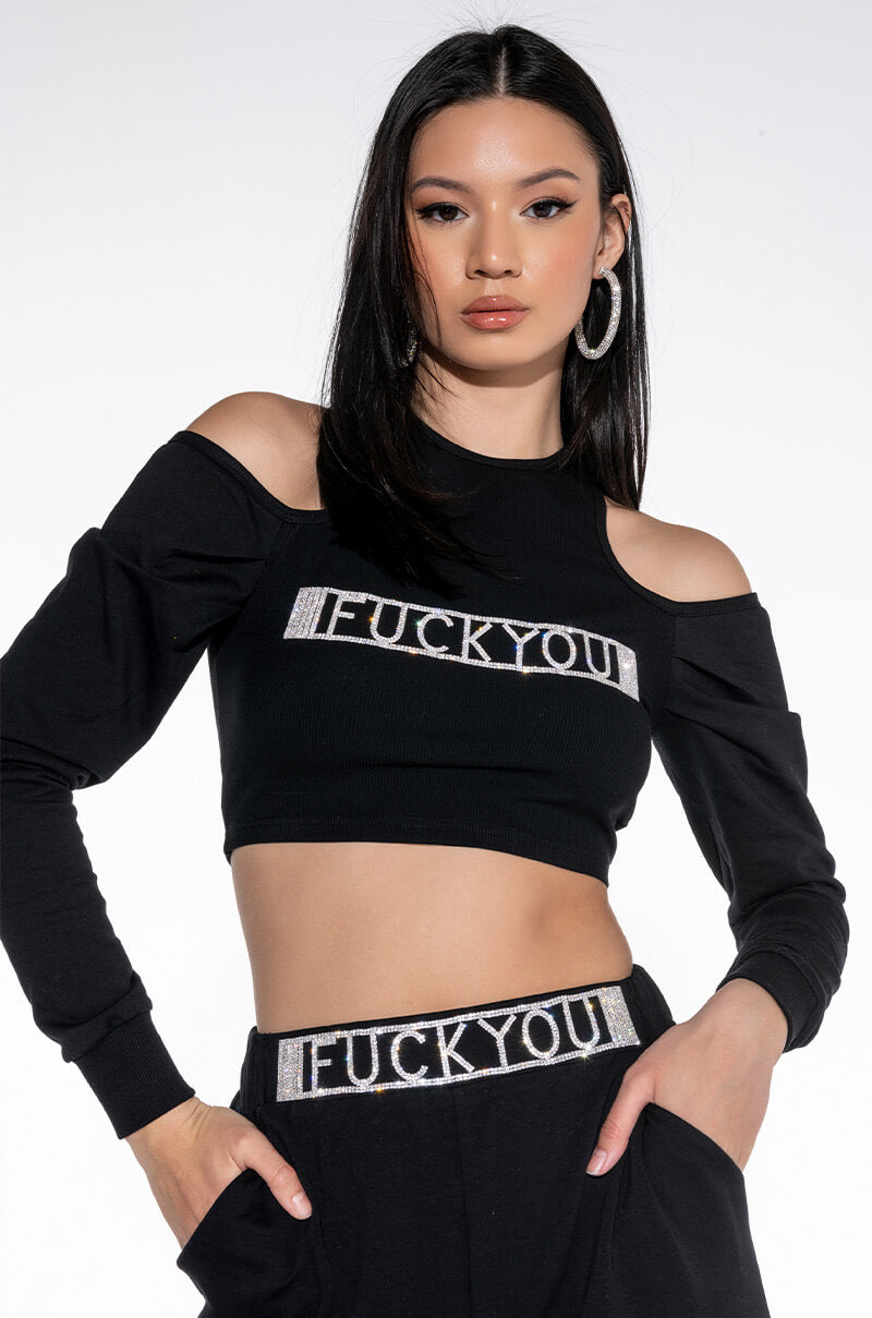 FU VERY MUCH COLD SHOULDER SWEATSHIRT view 0