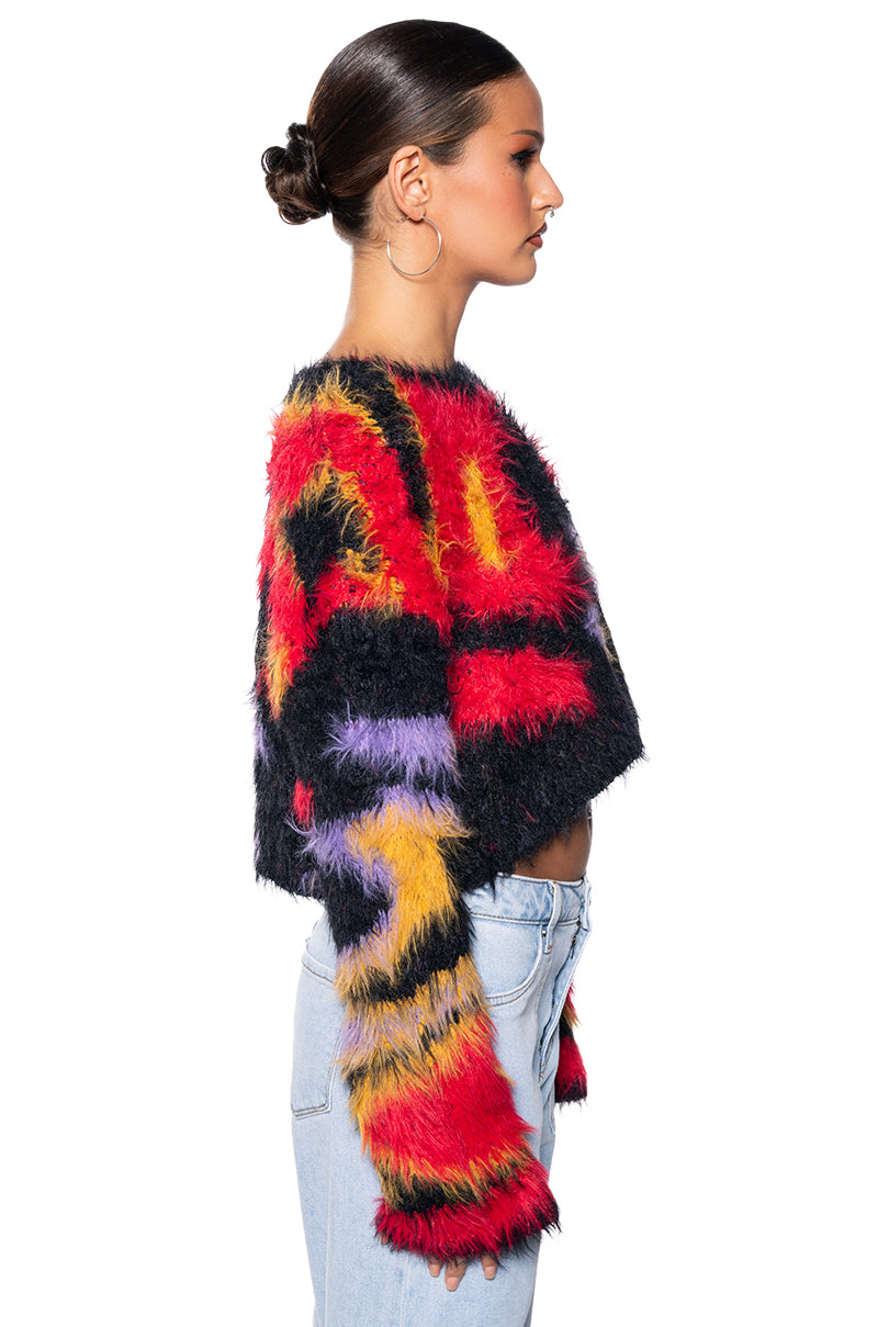 Detail View Full Of Confidence Cropped Fuzzy Sweater