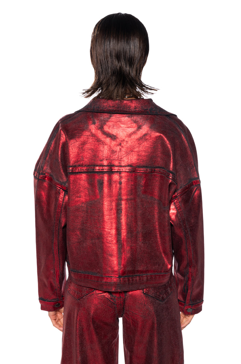 Red Metallic Jacket FULL RIDE METALLIC DENIM JACKET IN RED – AKIRA