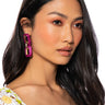 Front View Fuschia Me Embellished Dangle Earring