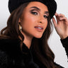 Front View Fuzzy Beret in Black