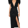 Front View Gaga At The Oscars Puff Sleeve Maxi Dress