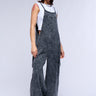 Front View Gaia Washed Wide Leg Jumpsuit In Charcoal