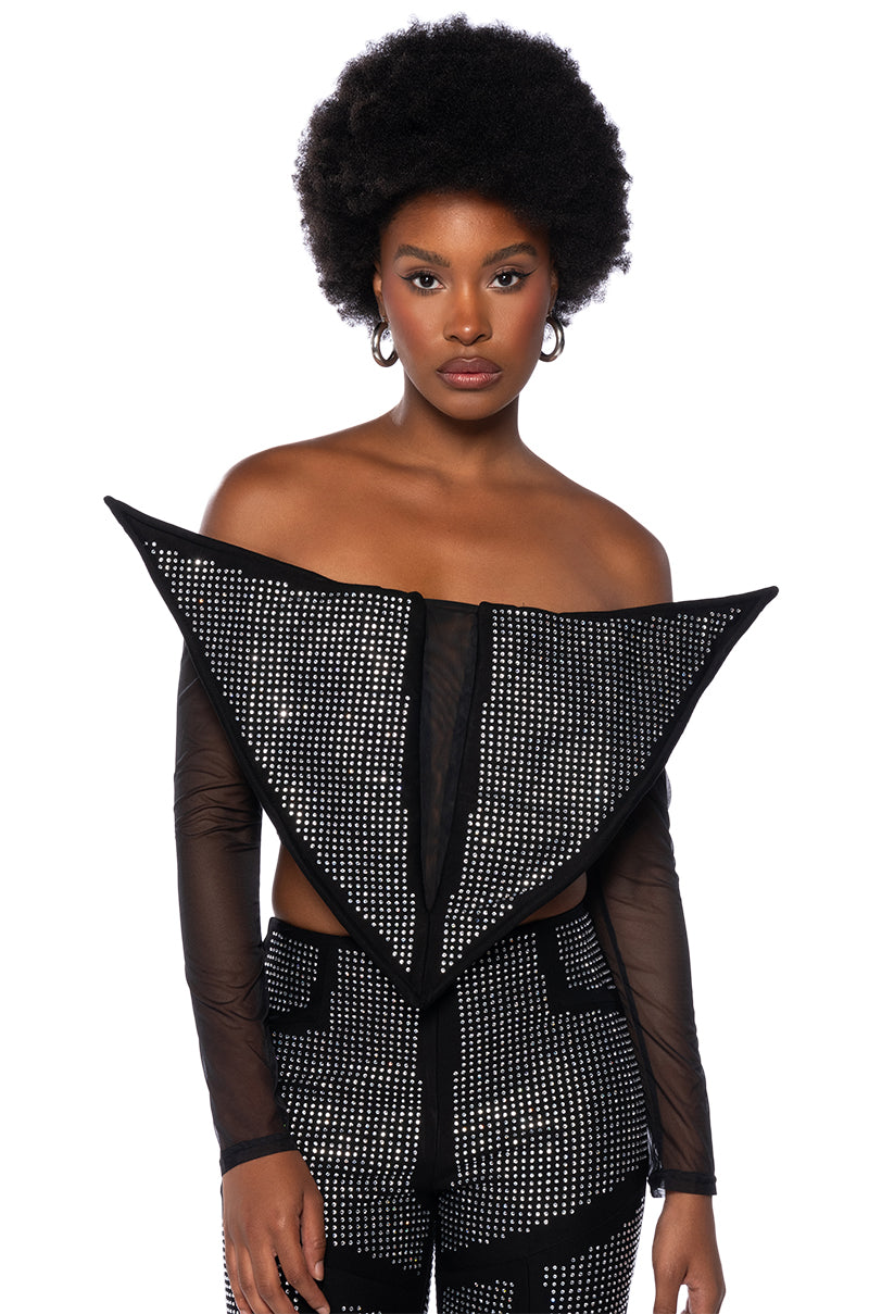 GALACTIC WORLD EMBELLISHED MESH STATEMENT TOP view 0