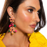 Front View Garden Flower Embellished Dangle Earrings