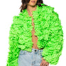 Front View Garden Of Eden Applique Bomber In Lime