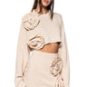 Front View Gardenia Applique Knit Cropped Sweater