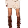 Front View Gardenia Applique Knit Mini Skirt