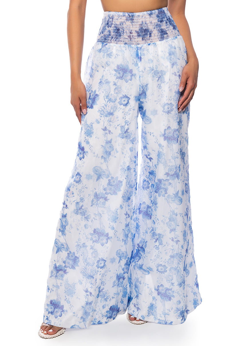 Front View Gardenia Chiffon Palazzo Pant 0