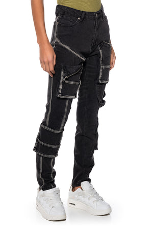 【HI FI FNK】Crono Zipper Cargo Pants Functional-Ripstop-Wide-Cargo-