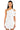 Front View Gemma Floral Detail One Shoulder Mini Dress In White