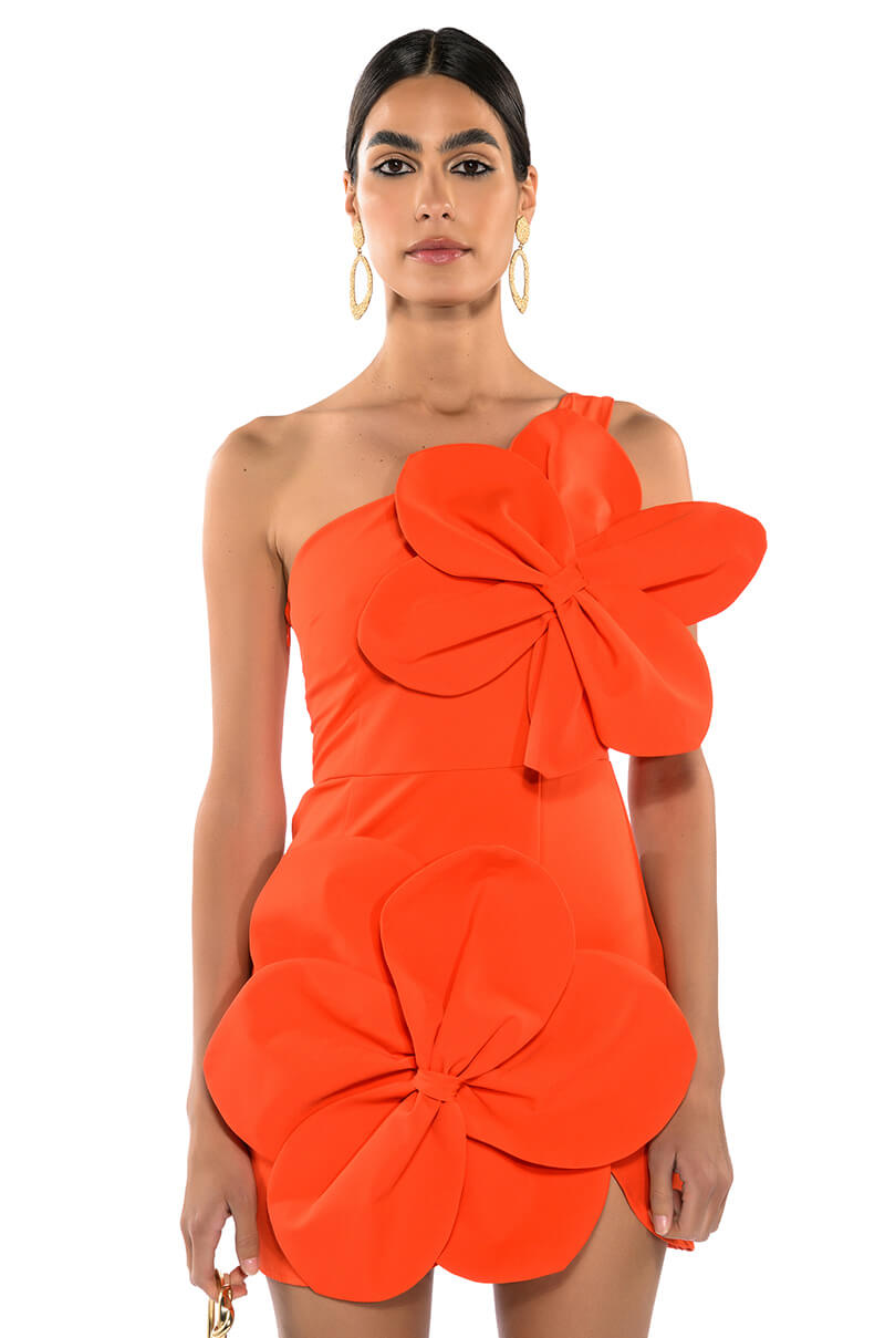 GEMMA FLORAL DETAIL ONE SHOULDER MINI DRESS view 0