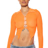 Front View Gemma Keyhole Long Sleeve Shirt