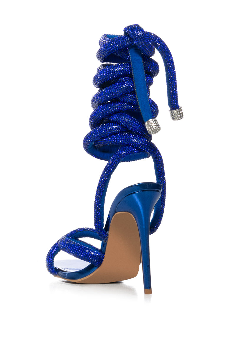 Full View Gemma Padded Rhinestone Lace Up Sandal In Blue 