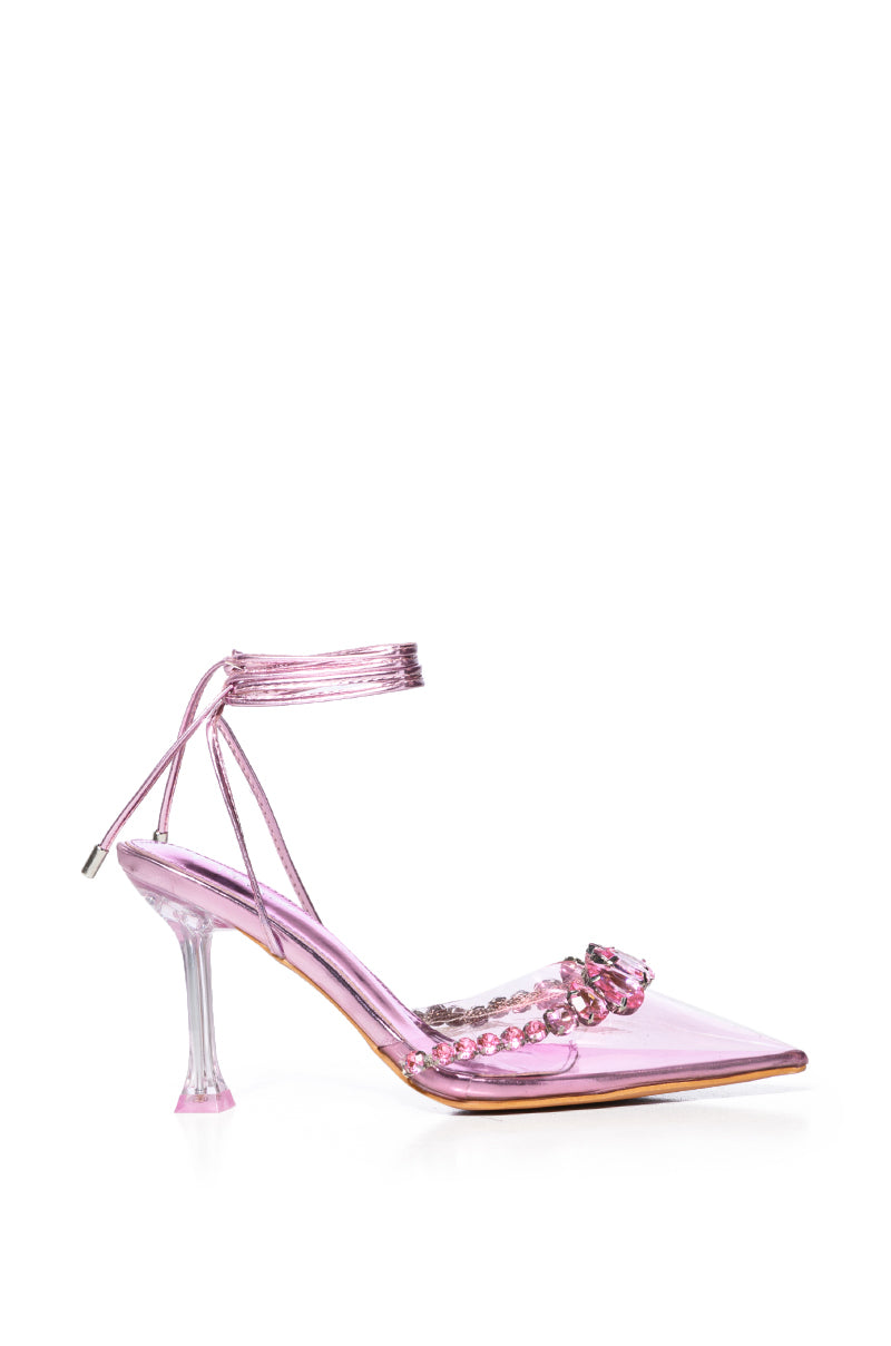 Back View Gentle Whisper Embellished Pvc Pump In Pink 2
