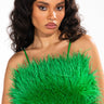 Front View Genuine Ostrich Feather Sleeveless Cropped Blouse