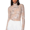 Front View Geo Metallic Mock Neck Top