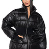 Front View Georgetown Puffer Coat With Ribbed Waist