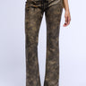 Front View Georgia Lace Up Flared Faux Leather Look Pant