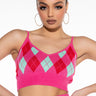 Front View Get A Clue Knit Crop Top