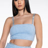 Front View Get A Clue Rhinestone Crop Top