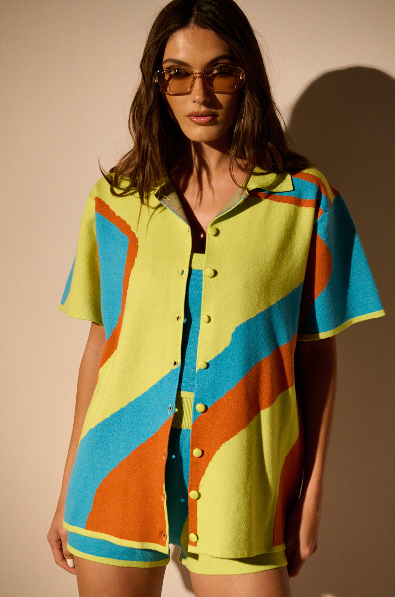 GET GROOVY KNIT BUTTON DOWN TOP view 0