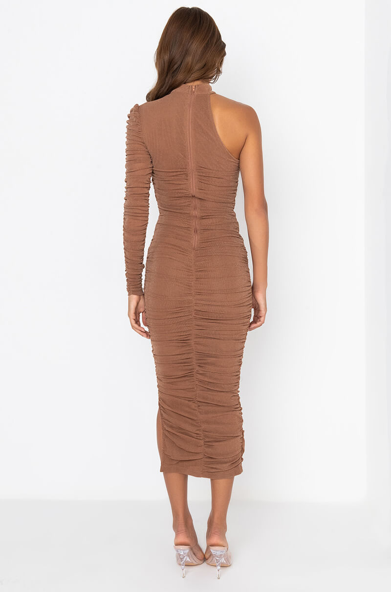 Full View Get It Right Mock Neck One Sleeve Midi Dress 4