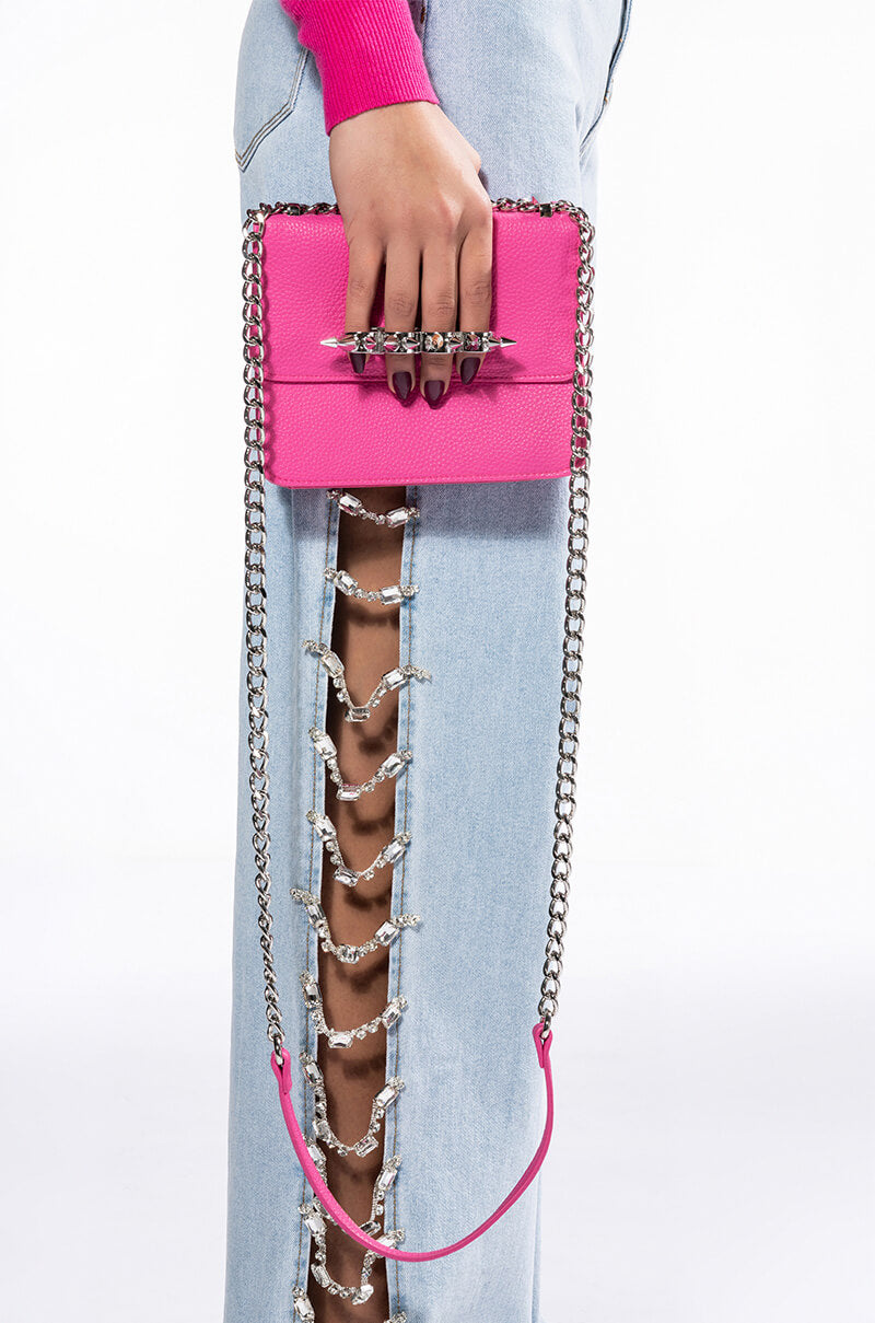 Front View Get Lit Pink Knuckle Crossbody Purse