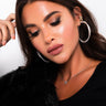 Front View Get Twisted Rhinestone Hoop Earring in Silver