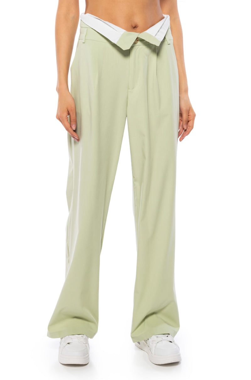 Side View Get Well Soon Fold Over Waist Wide Leg Trouser
