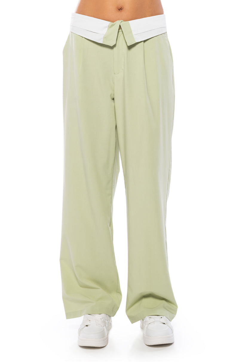 Full View Get Well Soon Fold Over Waist Wide Leg Trouser