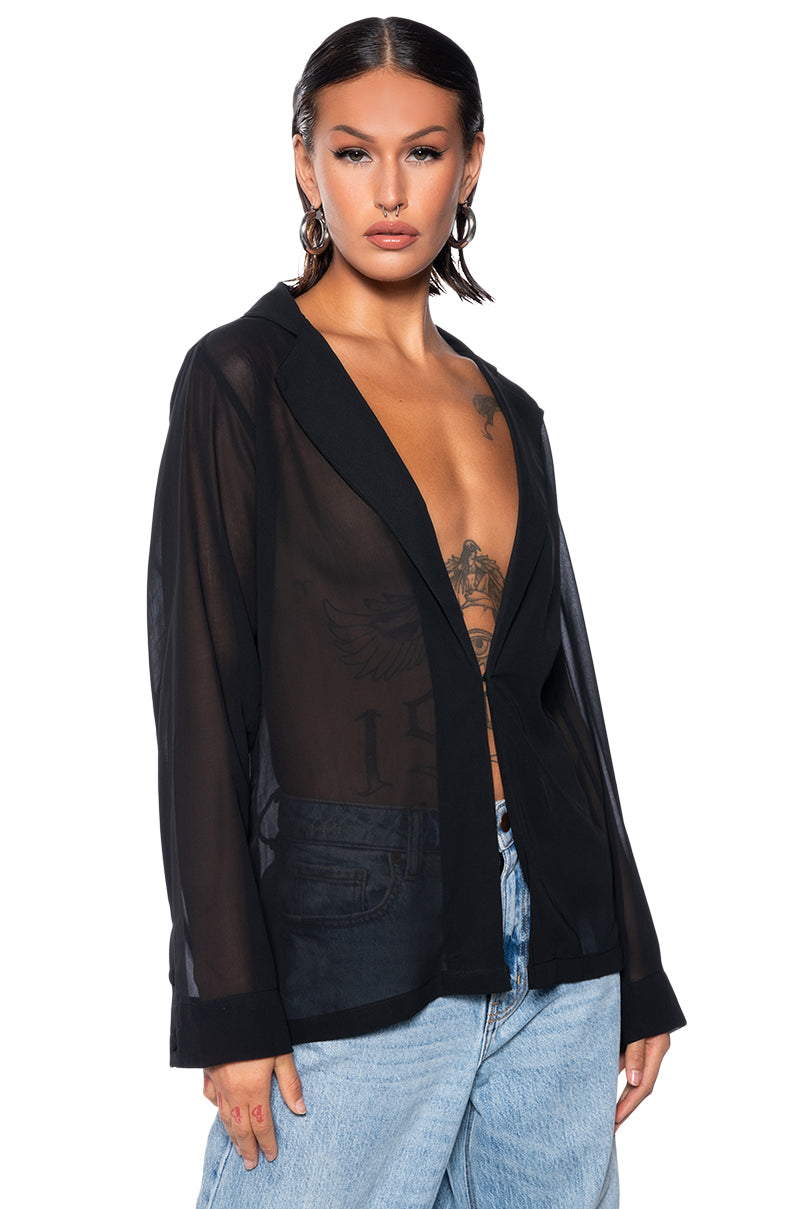 Side View Gg Easy Mesh Cover Up Jacket