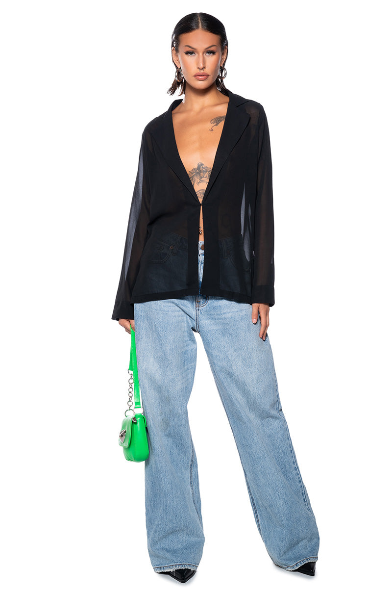 Back View Gg Easy Mesh Cover Up Jacket