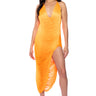 Front View Gianina Fringed Cowl Neck Maxi Dress In Orange