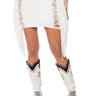 Front View Giddy Up Side Fringe Mini Skirt