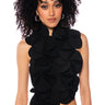 Front View Gigi Sleeveless Applique Blouse In Black