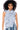 Front View Gigi Sleeveless Applique Blouse In Light Blue