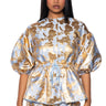 Front View Gilded Roses Brocade Blouse