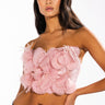 Front View Gin Fizz Strapless Applique Cropped Blouse