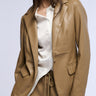 Front View Girl Boss Soft Faux Leather Blazer In Brown