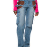 Front View Girls Just Wanna Have Fun Cutout Straight Leg Jeans