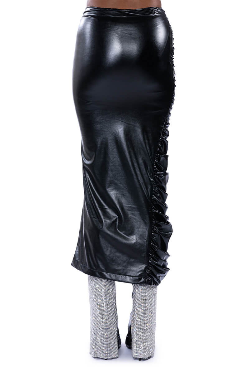 Extra View Giulia Faux Leather Zipper Detail Maxi Skirt