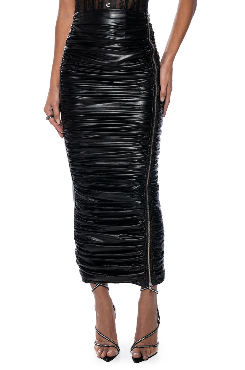 GIULIA FAUX LEATHER SKIRT WITH ZIPPER view 0