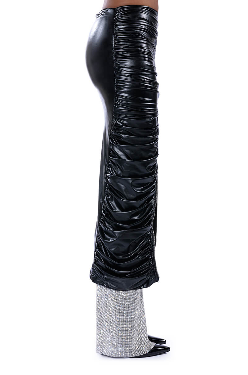 Extra View Giulia Faux Leather Zipper Detail Maxi Skirt