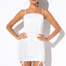 Front View Give Me What Ya Got Ruched Mini Dress in White