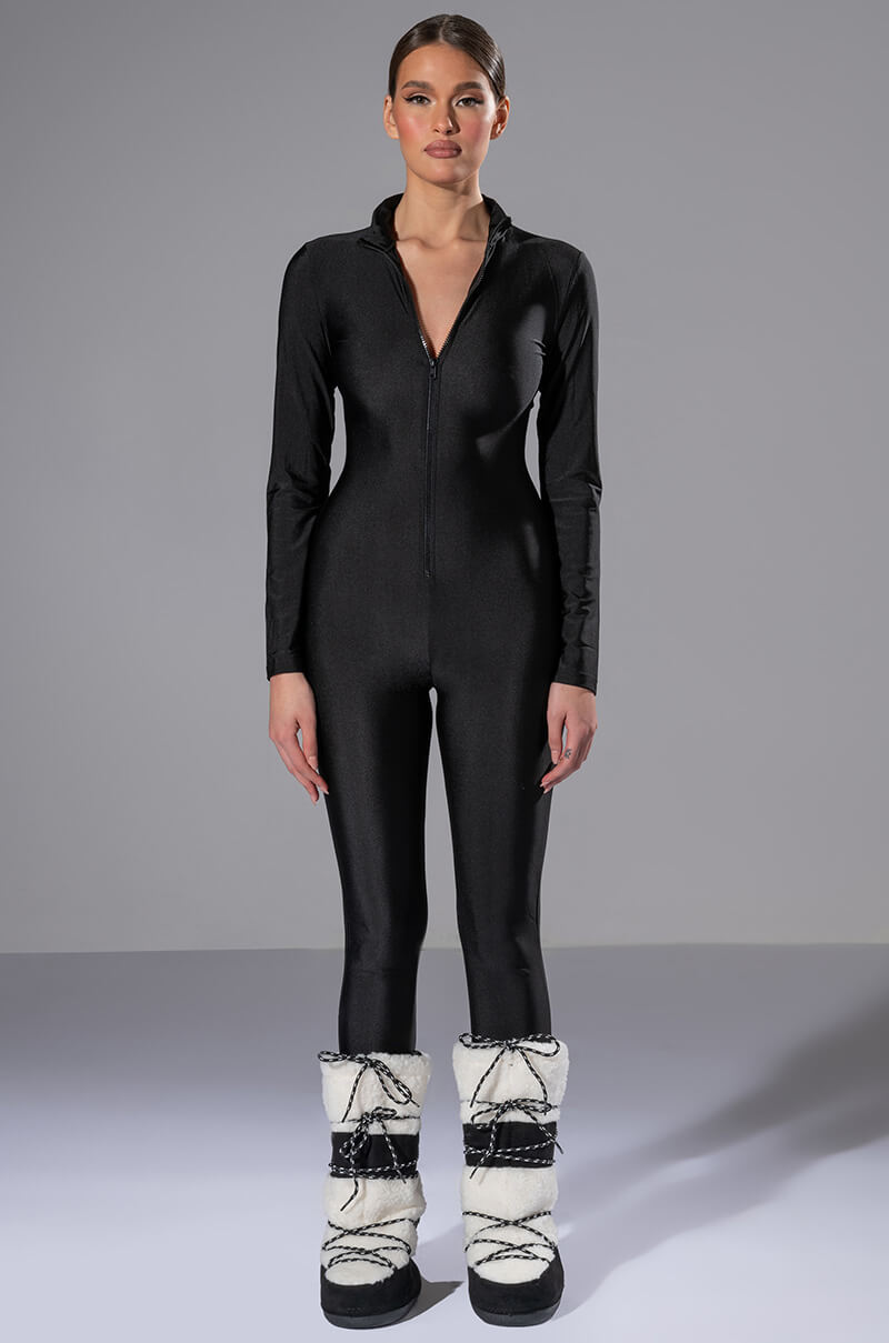 Front View Give You A Chance Zip Up Catsuit